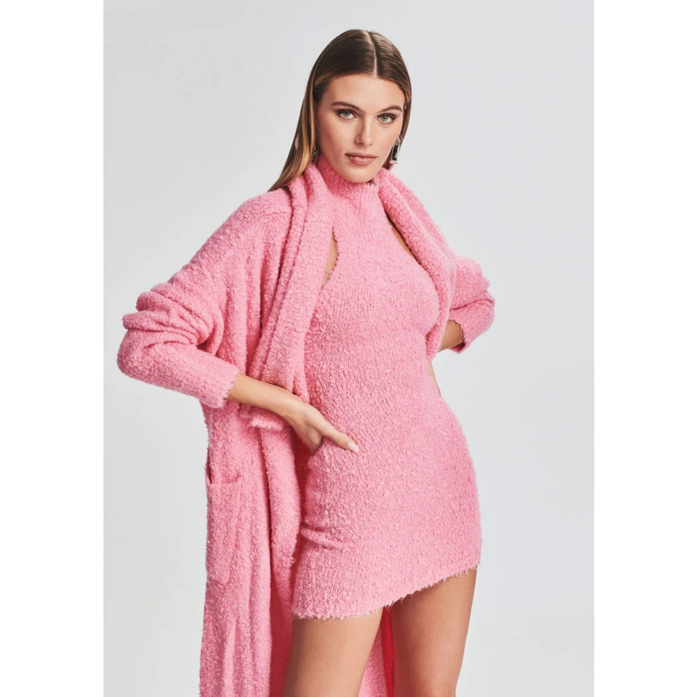 Women's SEROYA Pink Long Cardigan size L in Rose Bloom - Picture 3 of 8
